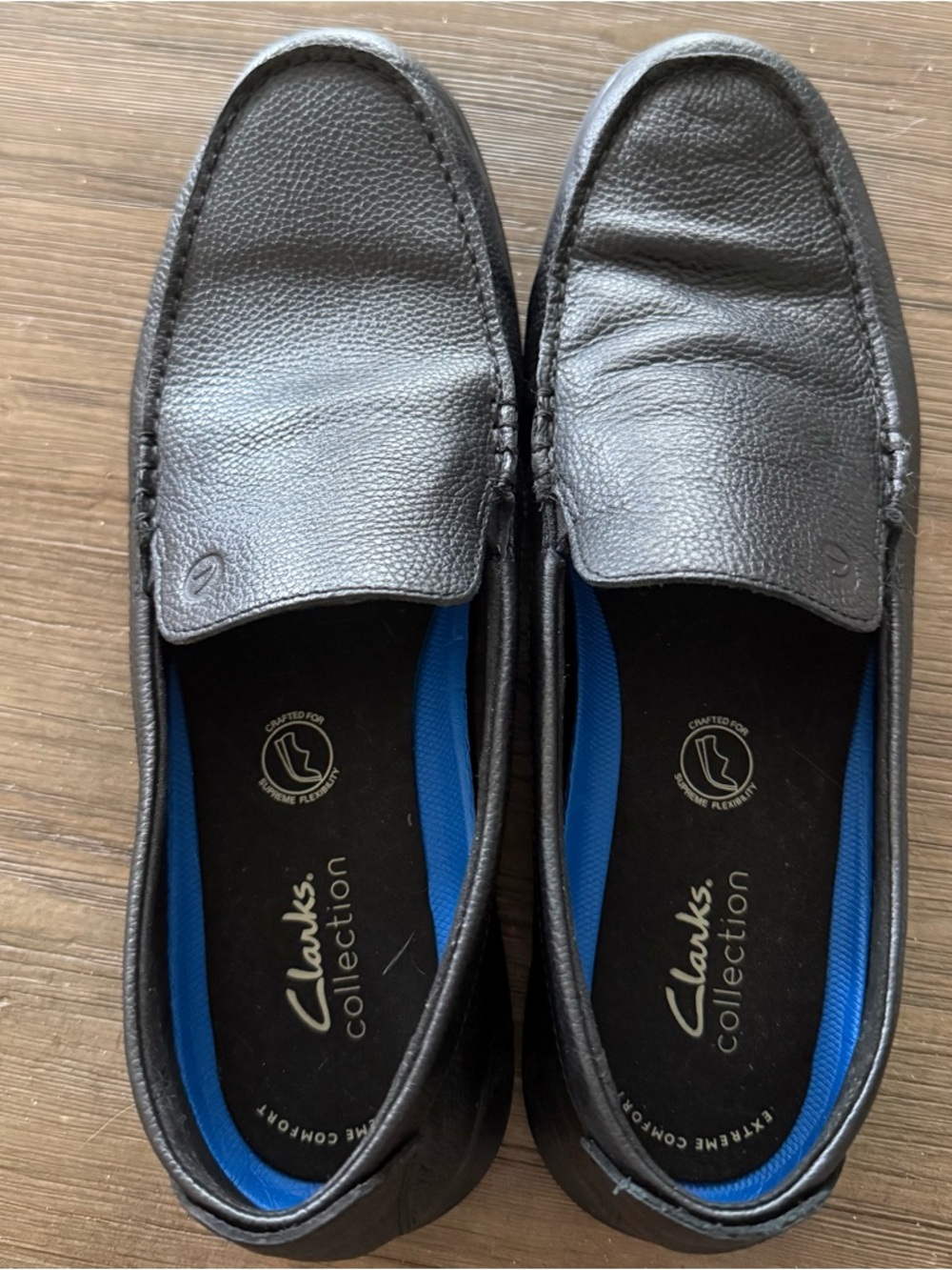 Clarks Men’s Black Leather Slip-On Loafers Shoes Size 10